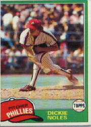 1981 Topps Baseball Cards      406     Dickie Noles